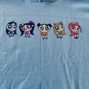 Kpop Handpainted Newjeans Powerpuff Blue Hoodie